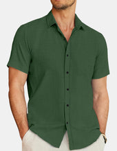 Load image into Gallery viewer, Men's Casual Cotton And Linen Solid Color Short-sleeved Shirts