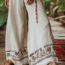 Load image into Gallery viewer, Bohemian Holiday Style Retro Linen Floral Ethnic Totem Print Casual Pants