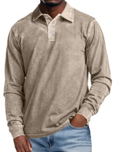 Load image into Gallery viewer, Men's Retro Lapel Button Casual Solid Color Long Sleeve Polo Shirt