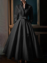 Load image into Gallery viewer, Casual Solid Color Stand Collar Shirt Midi Dress