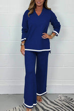 Load image into Gallery viewer, Women's V-Neck Soft Knit Border Edge Trouser Co-Ord