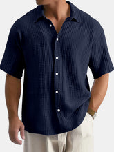 Load image into Gallery viewer, Men's Casual Summer 100% Cotton Solid Color Short Sleeve Shirt