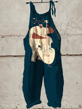 Load image into Gallery viewer, Decorative Pattern of Jazz Cellist Playing Casual 100% Cotton Wide Leg Jumpsuit