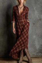 Load image into Gallery viewer, Women's Plaid Lapel Single-Breasted Shirt Maxi Dress