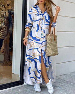 Fashion Sexy Shirt Maxi Dress