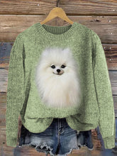 Load image into Gallery viewer, White Pom Dog Plush Cozy Knit Sweater