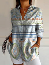 Load image into Gallery viewer, Women's Ethnic Art Print Casual Cotton Shirt