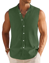 Load image into Gallery viewer, Men's Simple Imitation Linen Solid Color Comfortable Sleeveless Shirt