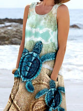 Load image into Gallery viewer, Women's Sea Turtle Ocean Art Print Pocket Casual Resort Comfort Maxi Dress