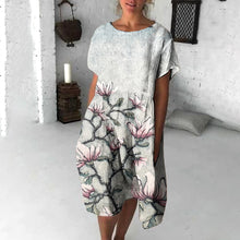 Load image into Gallery viewer, Vintage Flowers Art Flowy Midi Dress