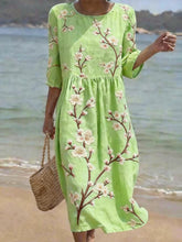 Load image into Gallery viewer, Women's Casual Floral Print Round Neck Dress
