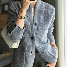 Load image into Gallery viewer, Vintage Stand Collar Loose Buttoned Knitted Cardigan