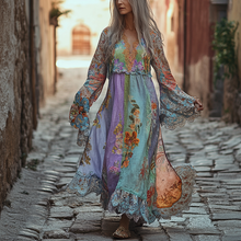 Load image into Gallery viewer, Vintage Loose Linen Patchwork Dress 480b