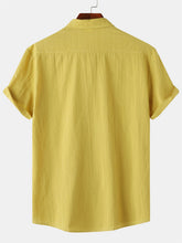 Load image into Gallery viewer, Men's Cotton And Linen Striped Texture Comfortable Pocket Daily Short-sleeved Shirt