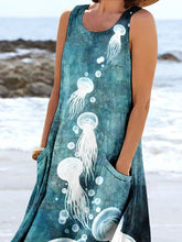 Load image into Gallery viewer, Women's Jellyfish Ocean Art Print Pocket Casual Resort Comfort Maxi Dress