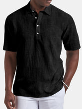 Load image into Gallery viewer, Men's Summer Casual Lapel Solid Color Short Sleeve Shirt