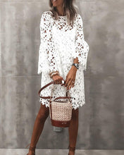Load image into Gallery viewer, Women's Sheath Dress Long Sleeve Solid Color Lace Hollow Dress