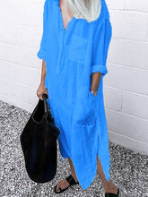 Load image into Gallery viewer, Women&#39;s Casual Pure Color Cotton Shirt Dress