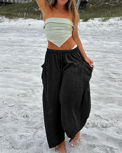 Load image into Gallery viewer, Solid Cotton Linen Loose Wide Leg Casual Pants