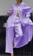 Load image into Gallery viewer, Women's Linen Back Cut-Out Shirt And Trousers Two-Piece Set