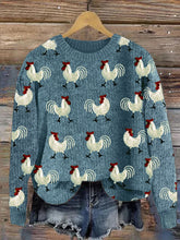 Load image into Gallery viewer, Roosters Embroidery Pattern Cozy Knit Sweater