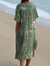 Load image into Gallery viewer, Woodland And Animals Pattern Printed Women's Flowy Dress