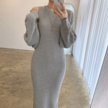 Load image into Gallery viewer, Temperament Round Neck Knitted Dress Two-Piece Set