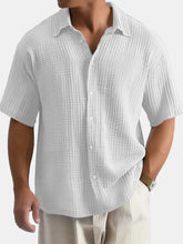 Load image into Gallery viewer, Men's Casual Summer 100% Cotton Solid Color Short Sleeve Shirt