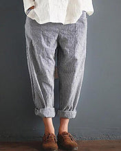 Load image into Gallery viewer, Casual Striped Pockets Cotton Linen Pants