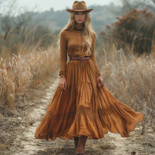 Load image into Gallery viewer, Women's Vintage Country Pastoral Linen Style Long-sleeve Maxi Long Dress