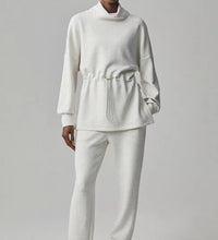Load image into Gallery viewer, Turtleneck Drawstring Waist Slit Casual Suit