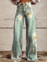 Load image into Gallery viewer, Women&#39;s Vintage Daisy Flower Pattern Print Casual Wide Leg Pants