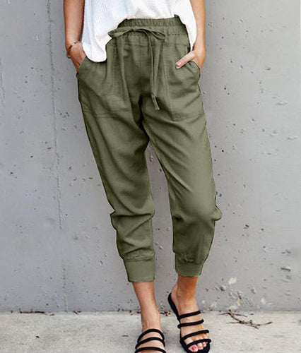 Solid Color Lace-up Casual Pants