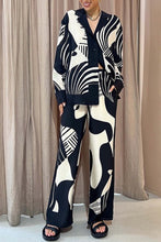 Load image into Gallery viewer, Contrast Printed Button Wide Leg Pants Two-piece Set