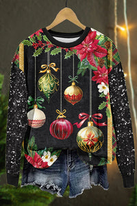 Festive Christmas Decorations Print Sweatshirt