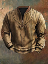 Load image into Gallery viewer, Men's Retro Wild Deer Graphic Jacquard Zip Collar Sweatshirt