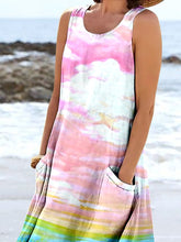 Load image into Gallery viewer, Women's Coastal Abstract Landscape Art Print Pocket Casual Resort Comfort Maxi Dress