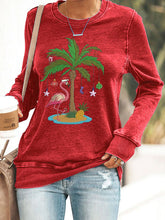 Load image into Gallery viewer, Women's Christmas Palm Tree Flamingo Embroidery Print Sweatshirt