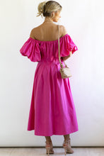 Load image into Gallery viewer, Everyday Orange Off The Shoulder Puff Sleeve Midi Dress