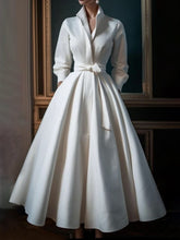 Load image into Gallery viewer, Casual Solid Color Stand Collar Shirt Midi Dress