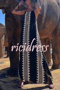 Take A Trip Ethnic Print Backless A-line Maxi Dress