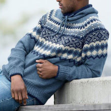 Load image into Gallery viewer, Vintage Patterned Knitted Icelandic Hooded Sweater