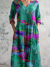 Load image into Gallery viewer, Women&#39;s Round Neck Undersea World Print Pattern Dress With Pockets