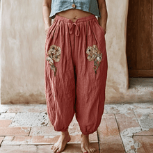 Load image into Gallery viewer, Women's Linen Bohemian Style Cropped Harem Trouser Pants