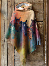 Load image into Gallery viewer, Retro Gradient Horse Art Print Casual Denim Jacket