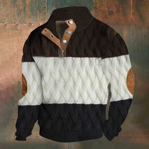 Men'S Contrast Color Sweater Casual Pullover