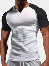 Load image into Gallery viewer, Men's Waffle Solid Color Raglan Short Sleeve T-shirt