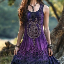 Load image into Gallery viewer, Vintage Lace Celtic Totem Printed Women's Linen Vest Dress