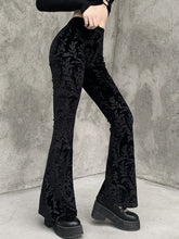 Load image into Gallery viewer, Halloween Gothic Dark Flocking Embossed Boot Cut Pants