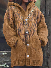 Load image into Gallery viewer, Western Tribal Tassels Art Cozy Hooded Long Cardigan